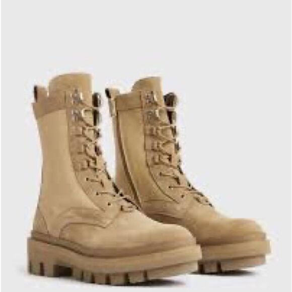 New All Saints Beth Suede Combat Boots Women’s Size 10 - Picture 2 of 11